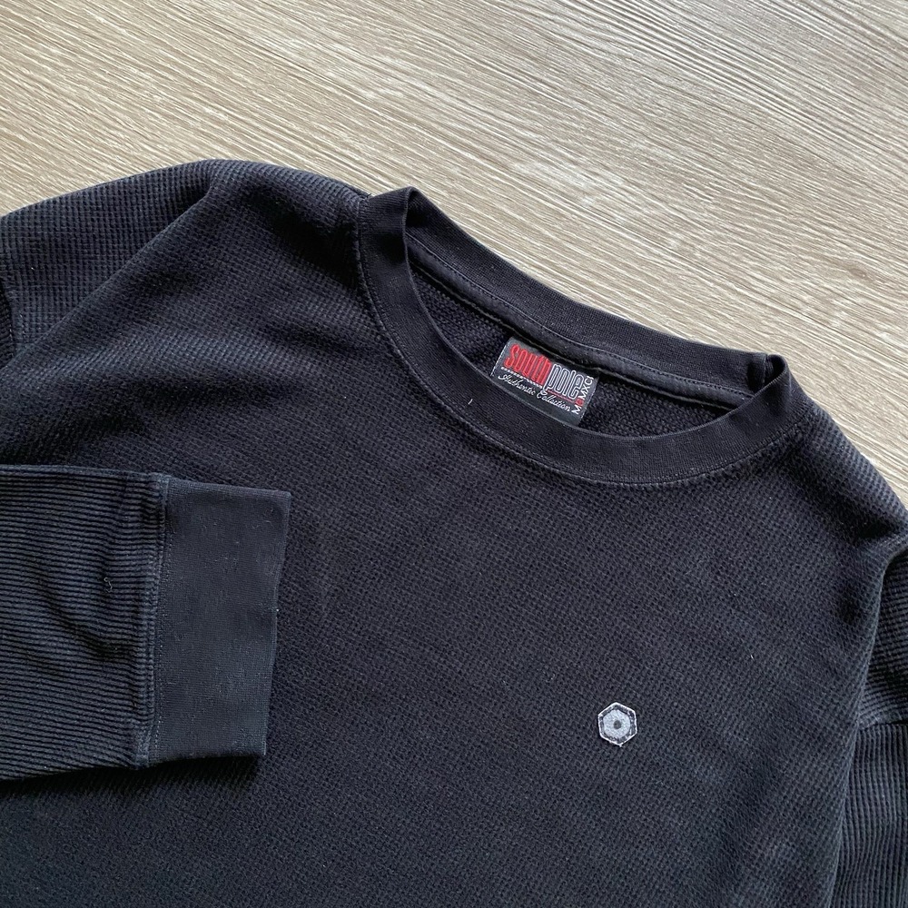 Southpole Y2K Waffle Knit Thermal Long Sleeve Shirt Men's XXL Black Streetwear